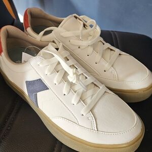 Dr. Scholl's Madison Lace Up White and Blue Casual Sneakers